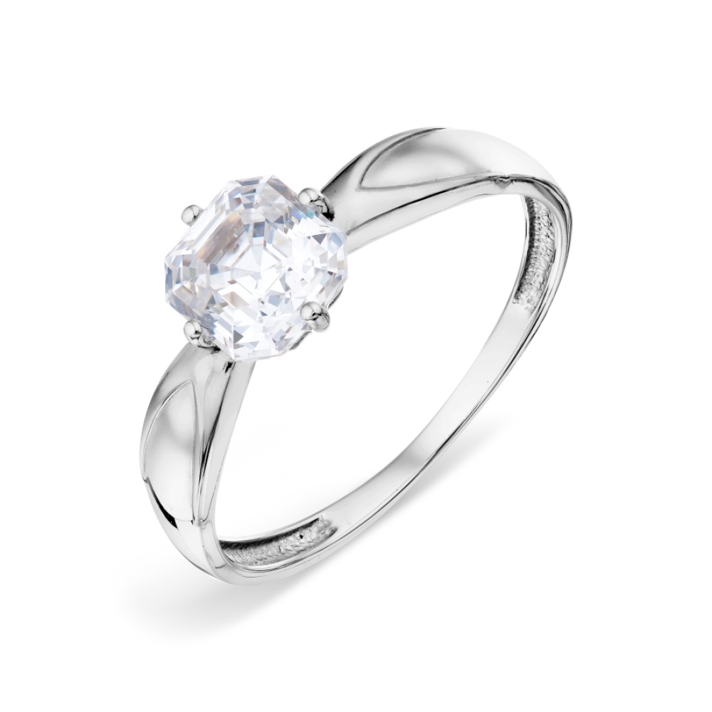Inel din aur alb cu pietre Cubic Zirconia Incolor