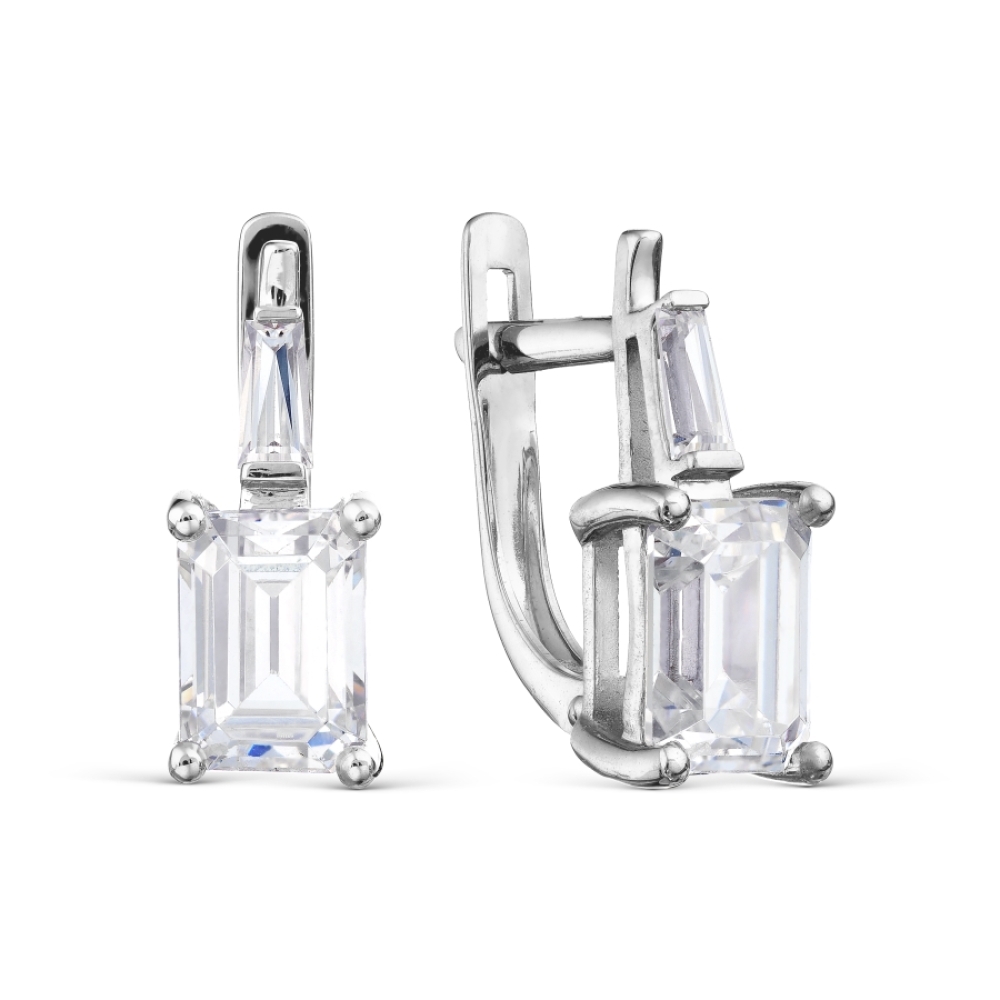 Cercei din aur alb cu pietre Cubic Zirconia Incolor