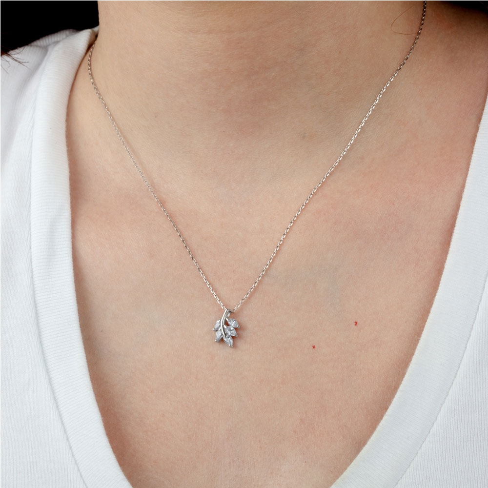 Colier din argint  cu pietre Cubic Zirconia Incolor
