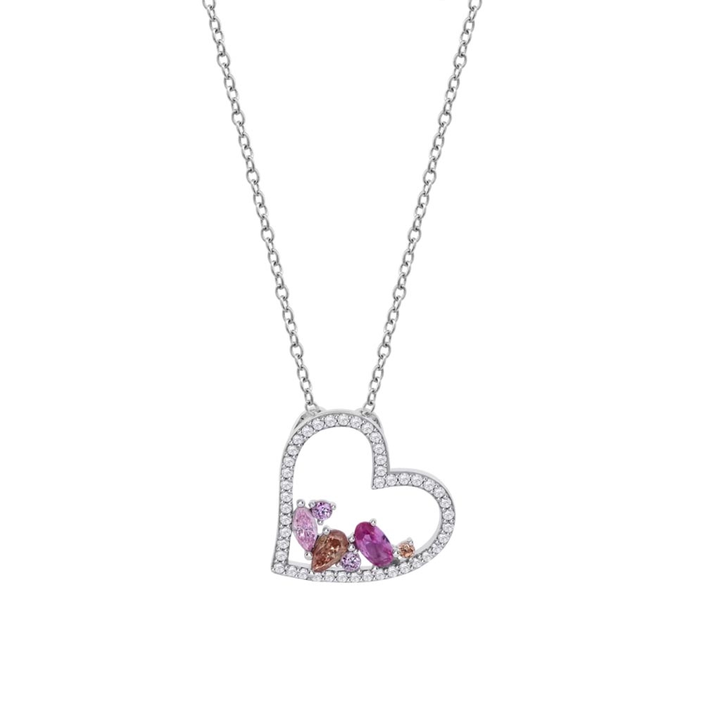 Colier din argint  cu pietre Cubic Zirconia Multicoloră