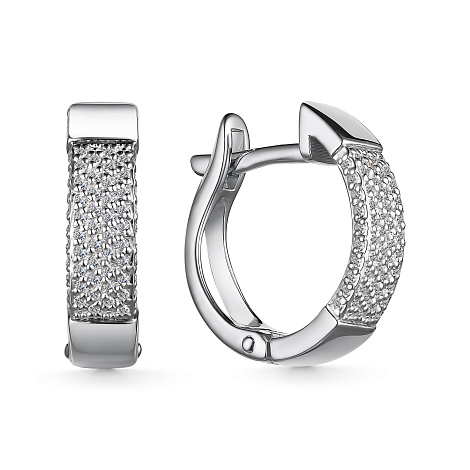 Cercei Creole din aur alb cu pietre Diamant