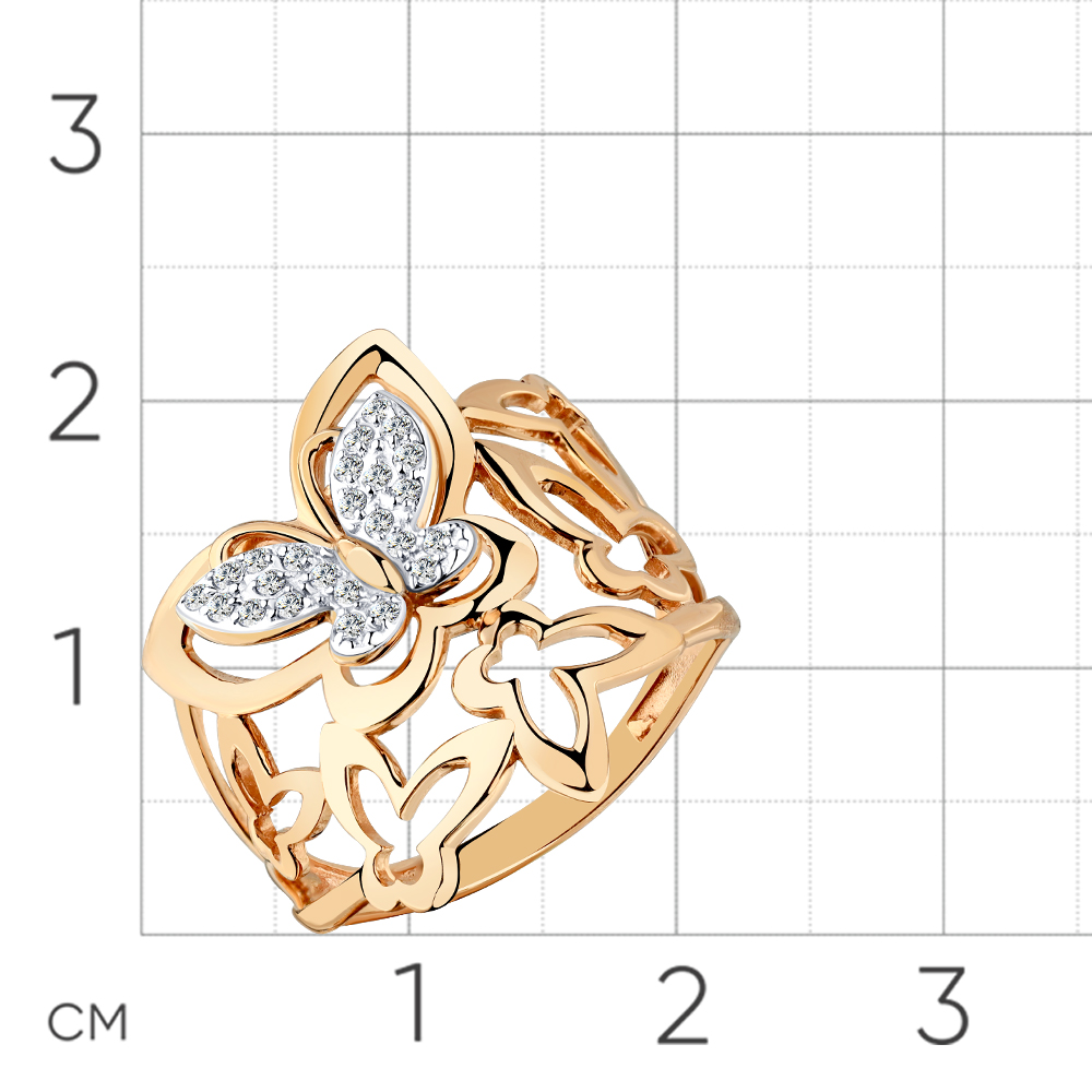 Inel din aur roșu cu pietre Cubic Zirconia Incolor