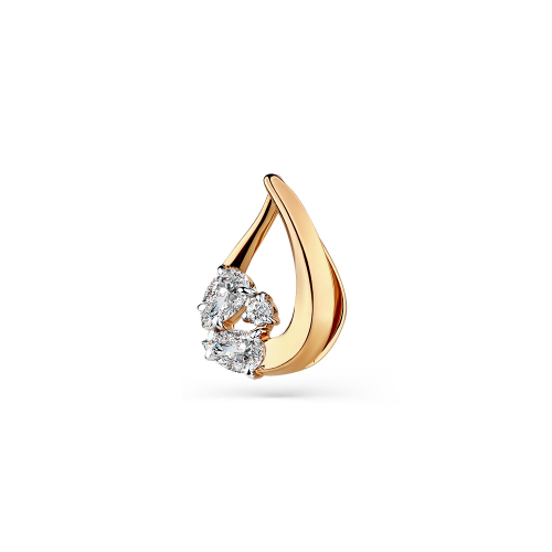 Pandantiv din aur roșu cu pietre Cubic zirconia