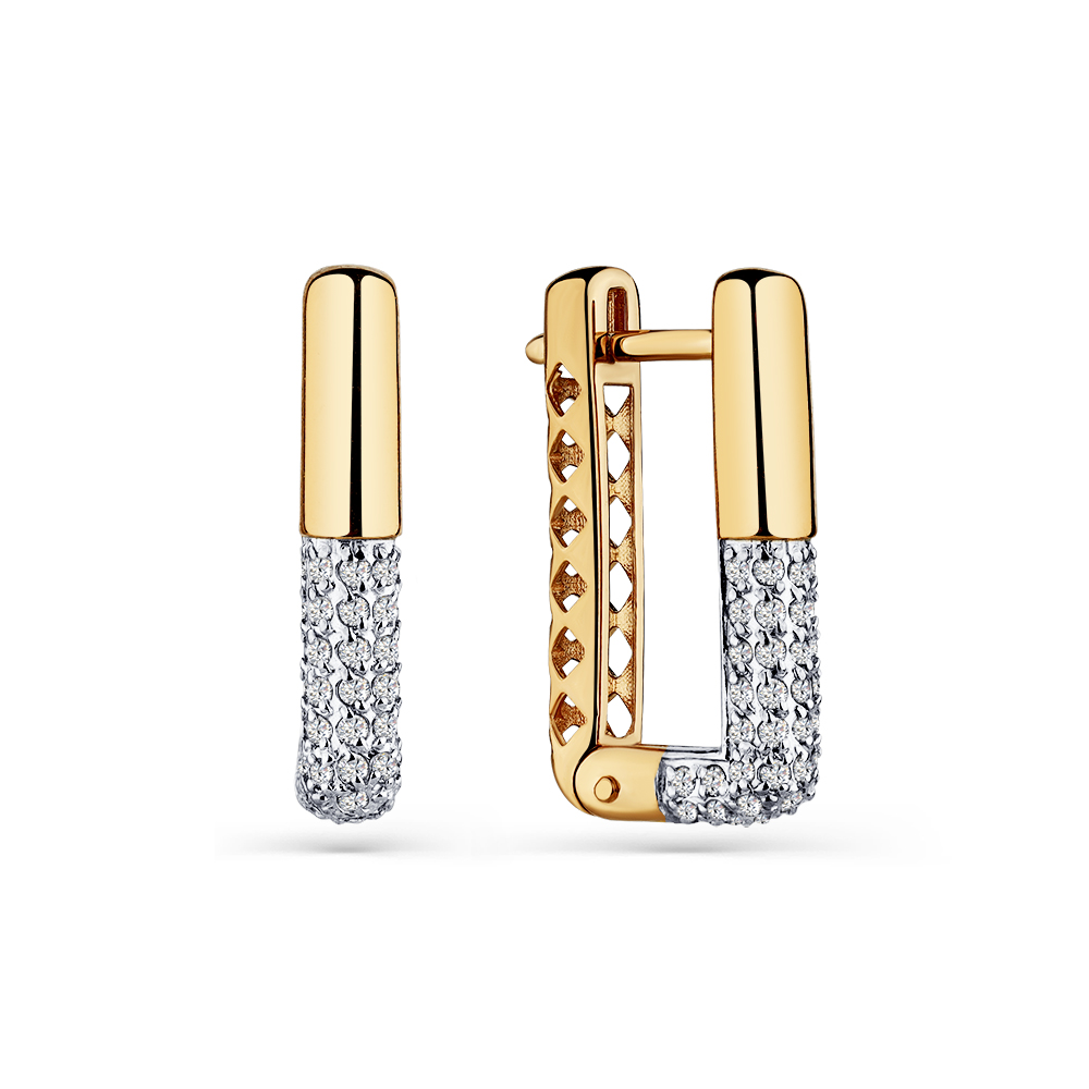 Cercei din aur roșu cu pietre Cubic zirconia