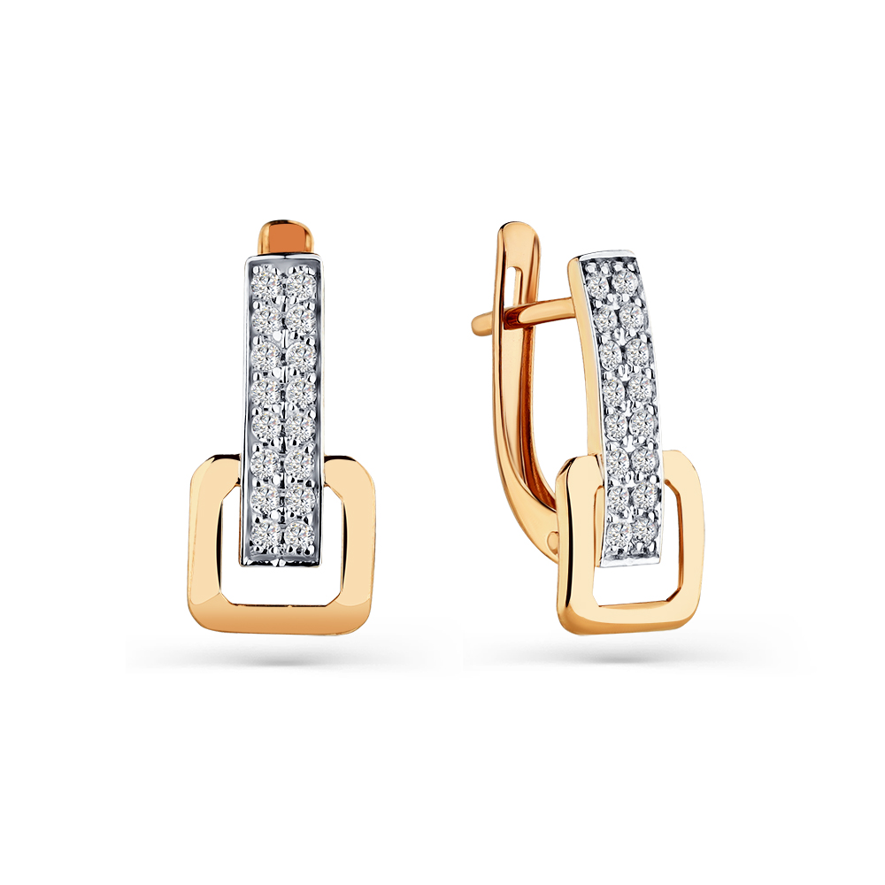 Cercei din aur roșu cu pietre Cubic Zirconia Incolor