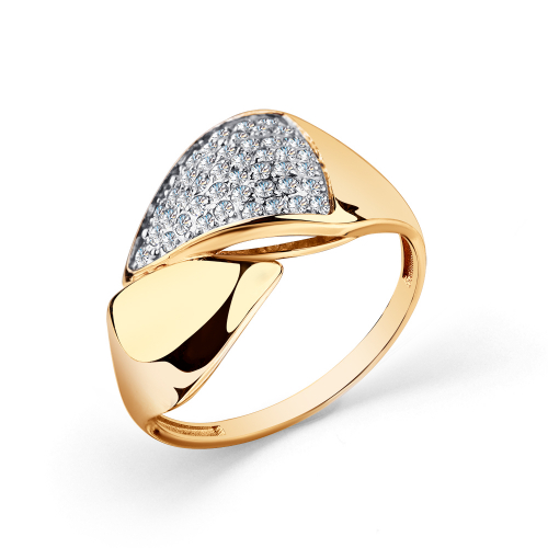 Inel din aur roșu cu pietre Cubic Zirconia Incolor