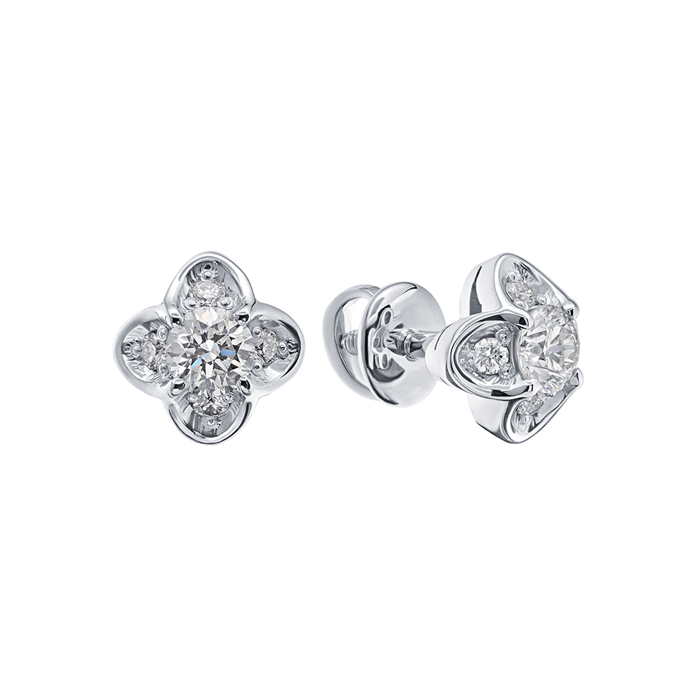 Cercei Pusete din aur alb cu pietre Diamant