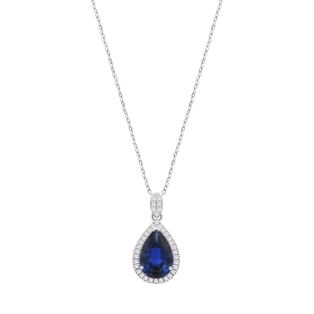 Colier din argint  cu pietre Cubic Zirconia Incolor, Cubic Zirconia Albastru
