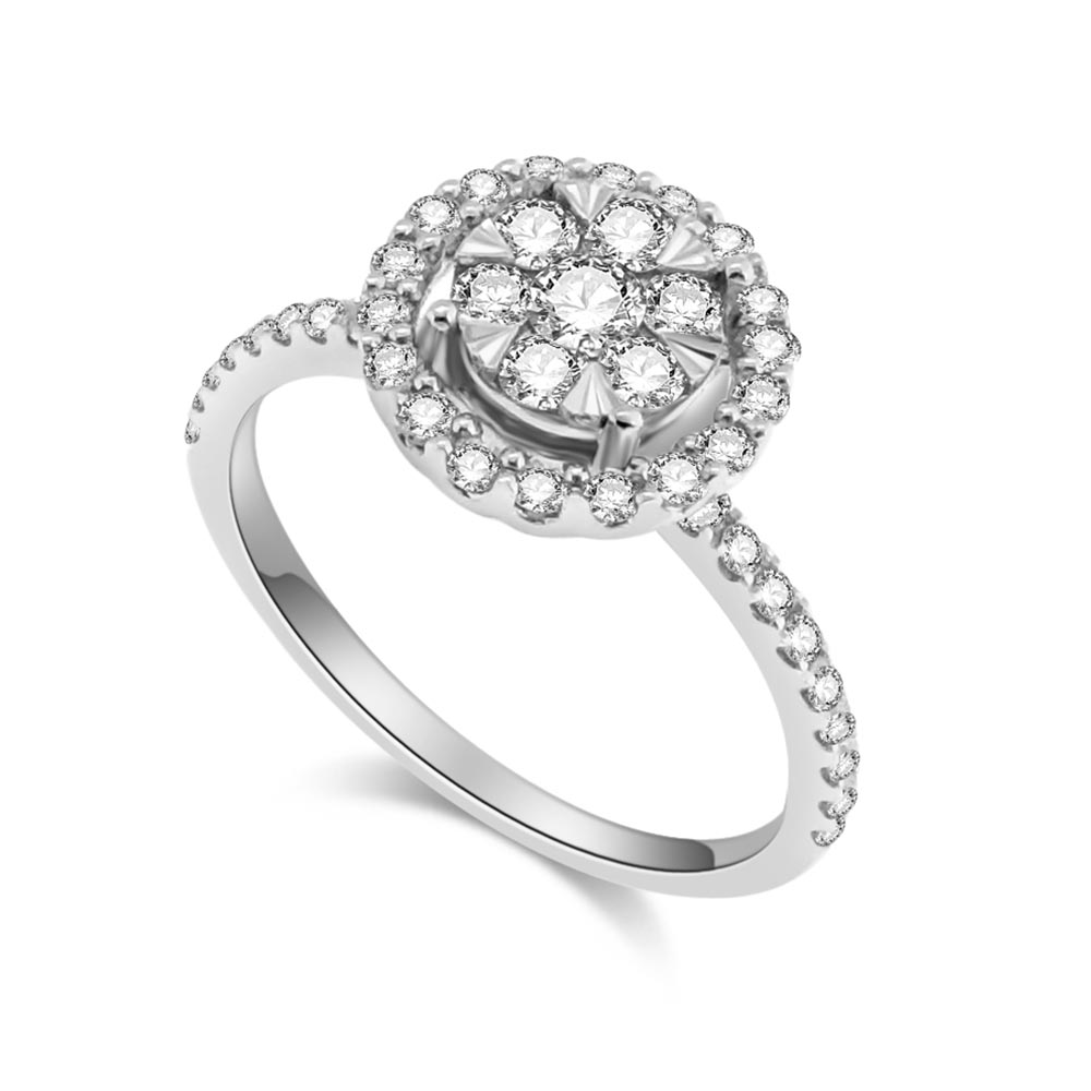 Inel din aur alb cu pietre Diamant