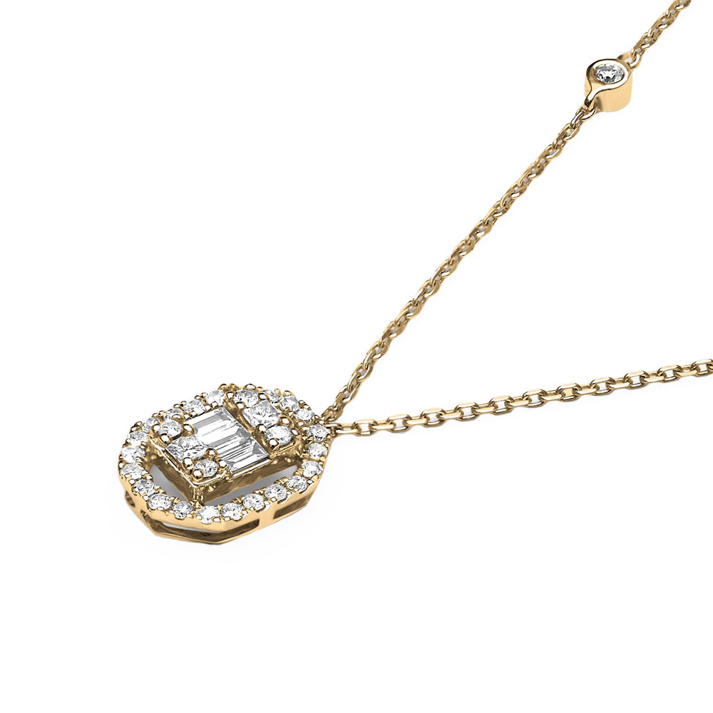 Colier din aur galben cu pietre Diamant