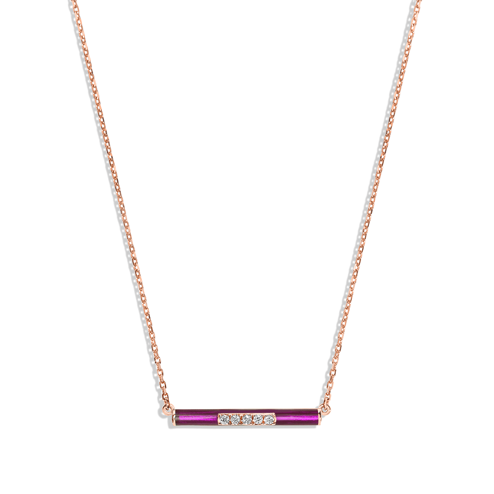 Colier din aur roz cu pietre Diamant