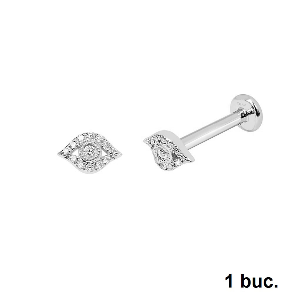 Cercel din aur alb cu pietre Diamant