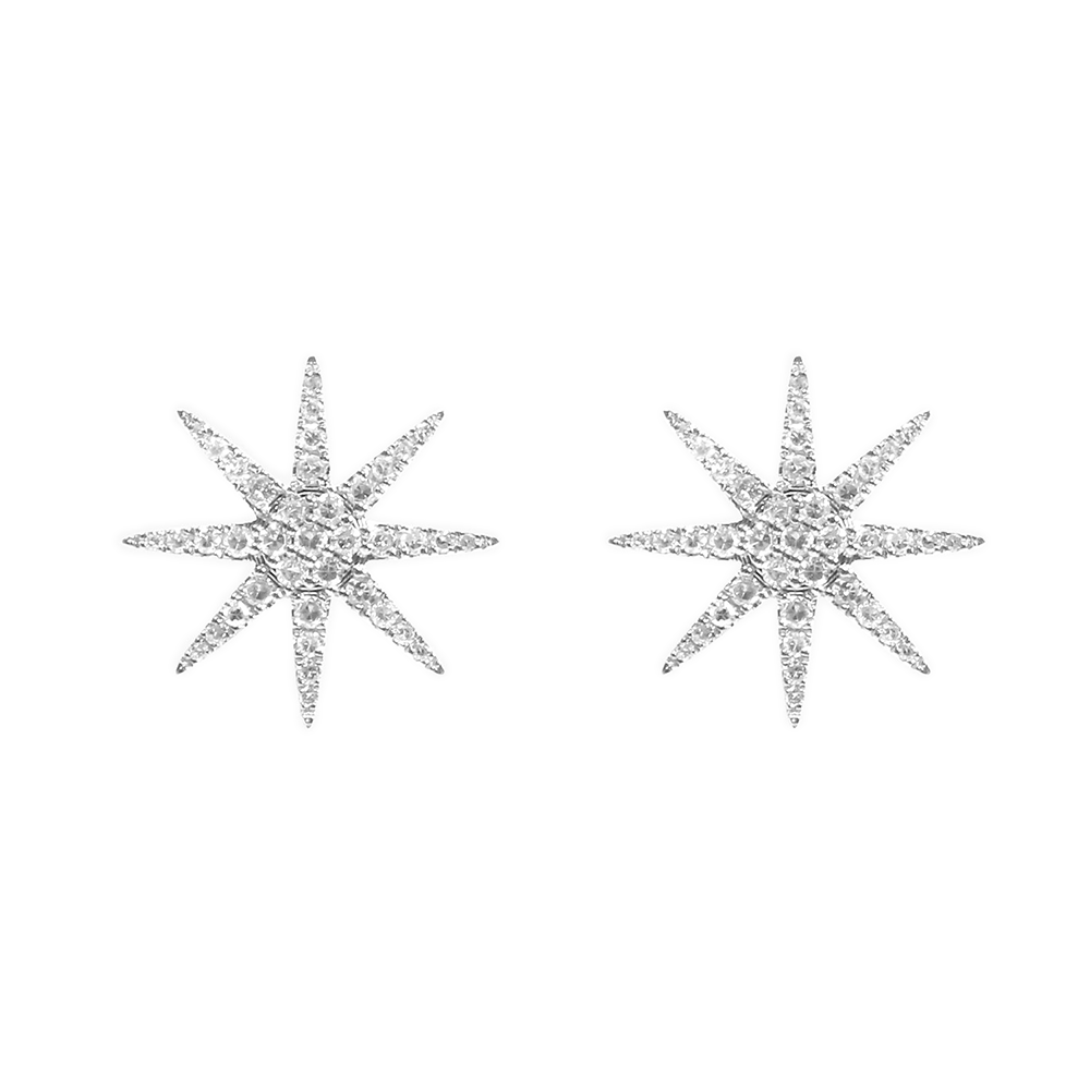 Cercei Pusete din aur alb cu pietre Diamant