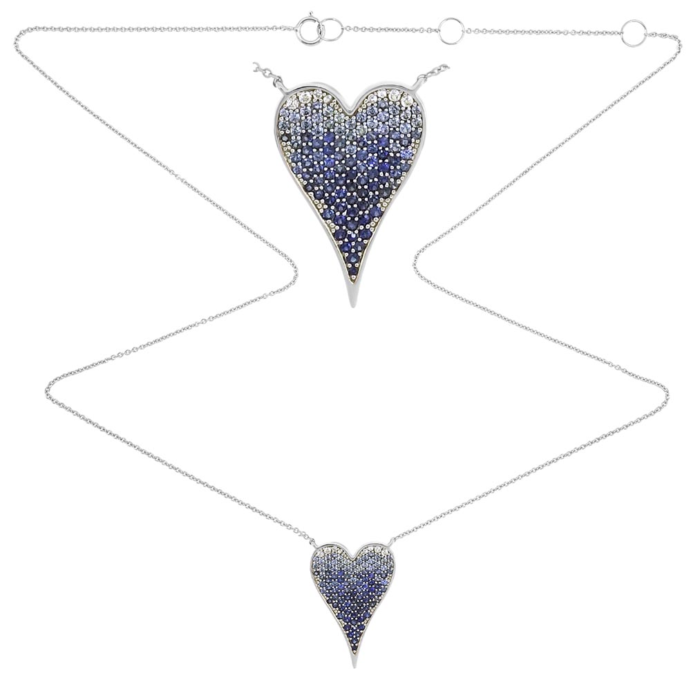 Colier din aur alb cu pietre Safir incolor, Safir