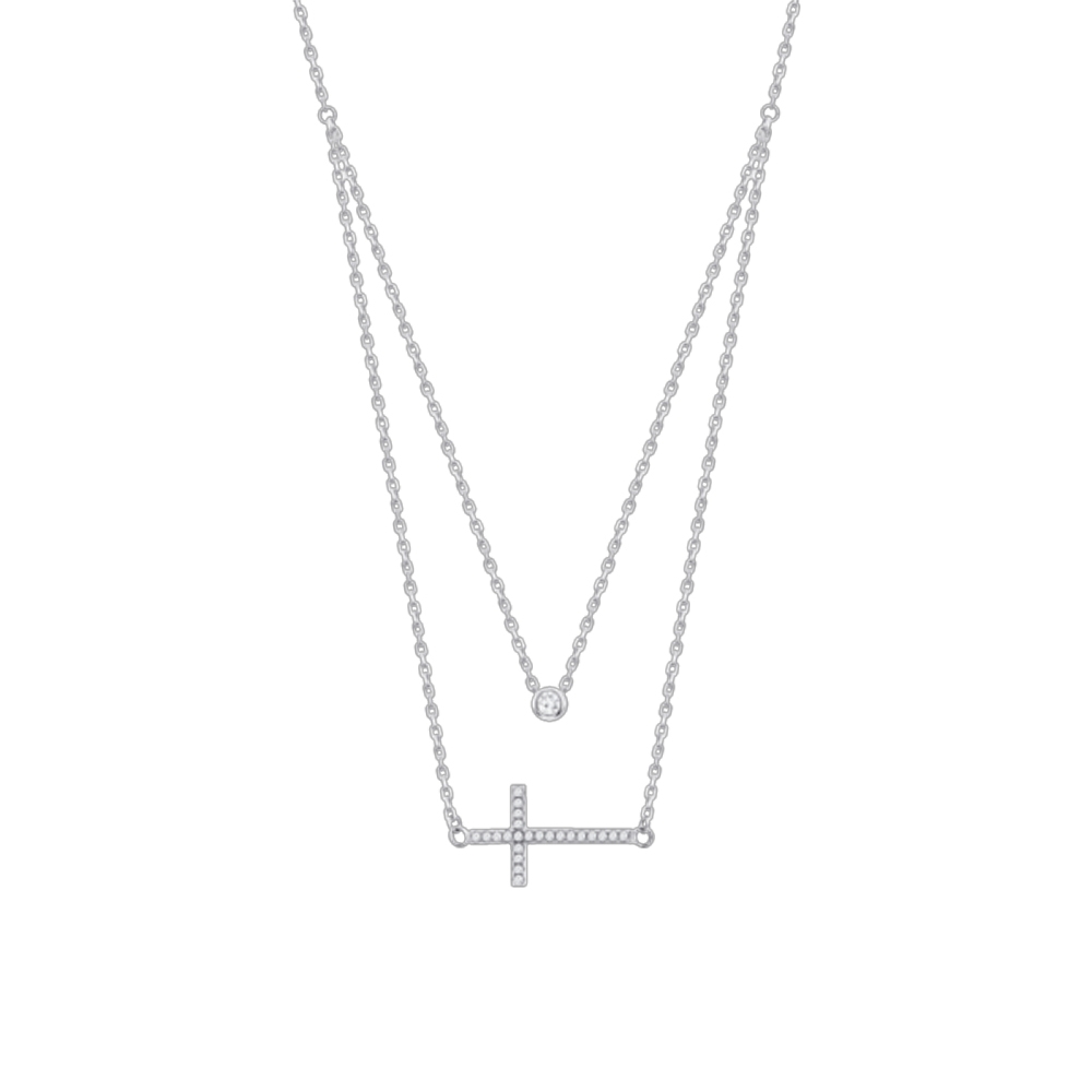 Colier din argint  cu pietre Cubic Zirconia Incolor