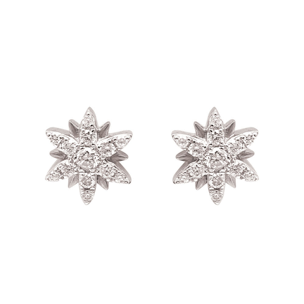 Cercei Pusete din aur alb cu pietre Diamant