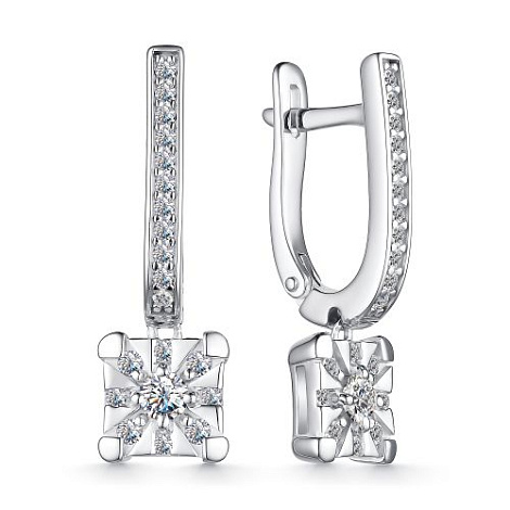 Cercei din argint  cu pietre Cubic Zirconia Incolor