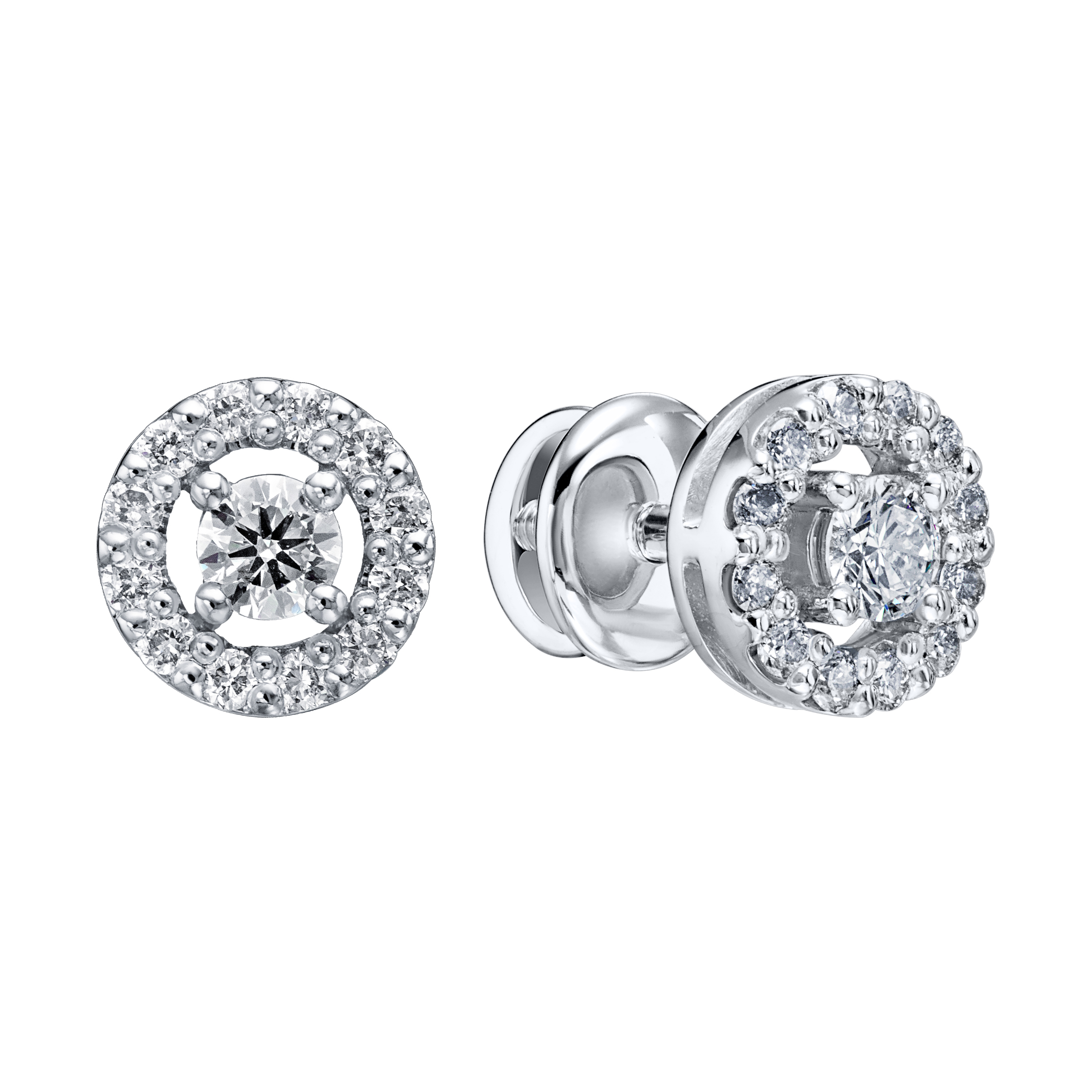 Cercei Pusete din aur alb cu pietre Diamant