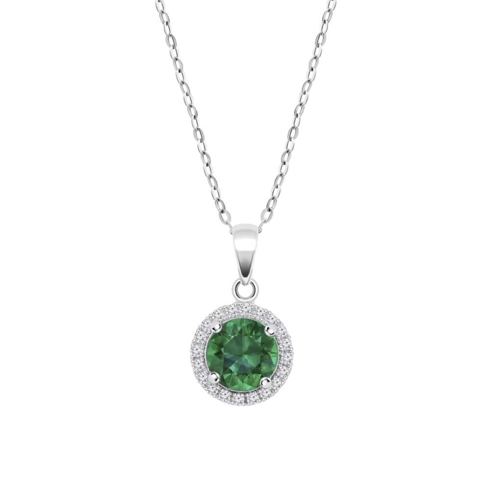Colier din argint  cu pietre Cubic Zirconia Incolor, Cubic Zirconia Verde