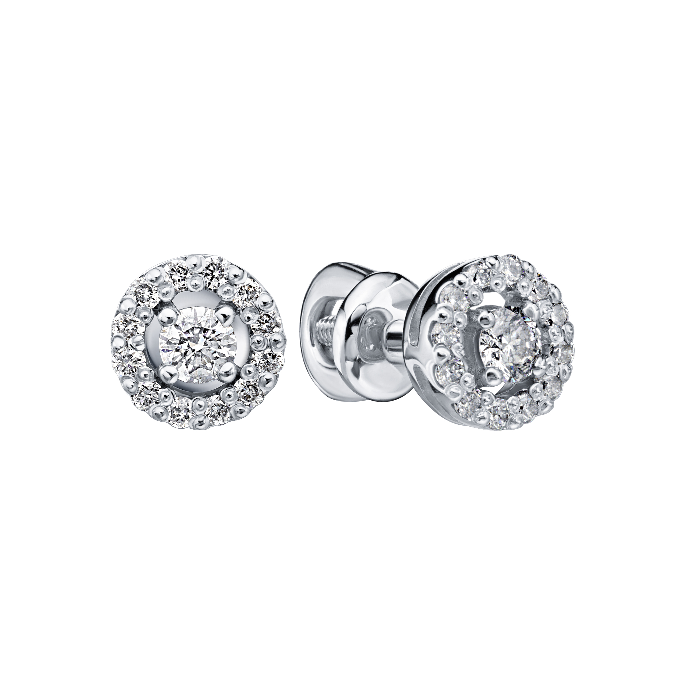 Cercei Pusete din aur alb cu pietre Diamant