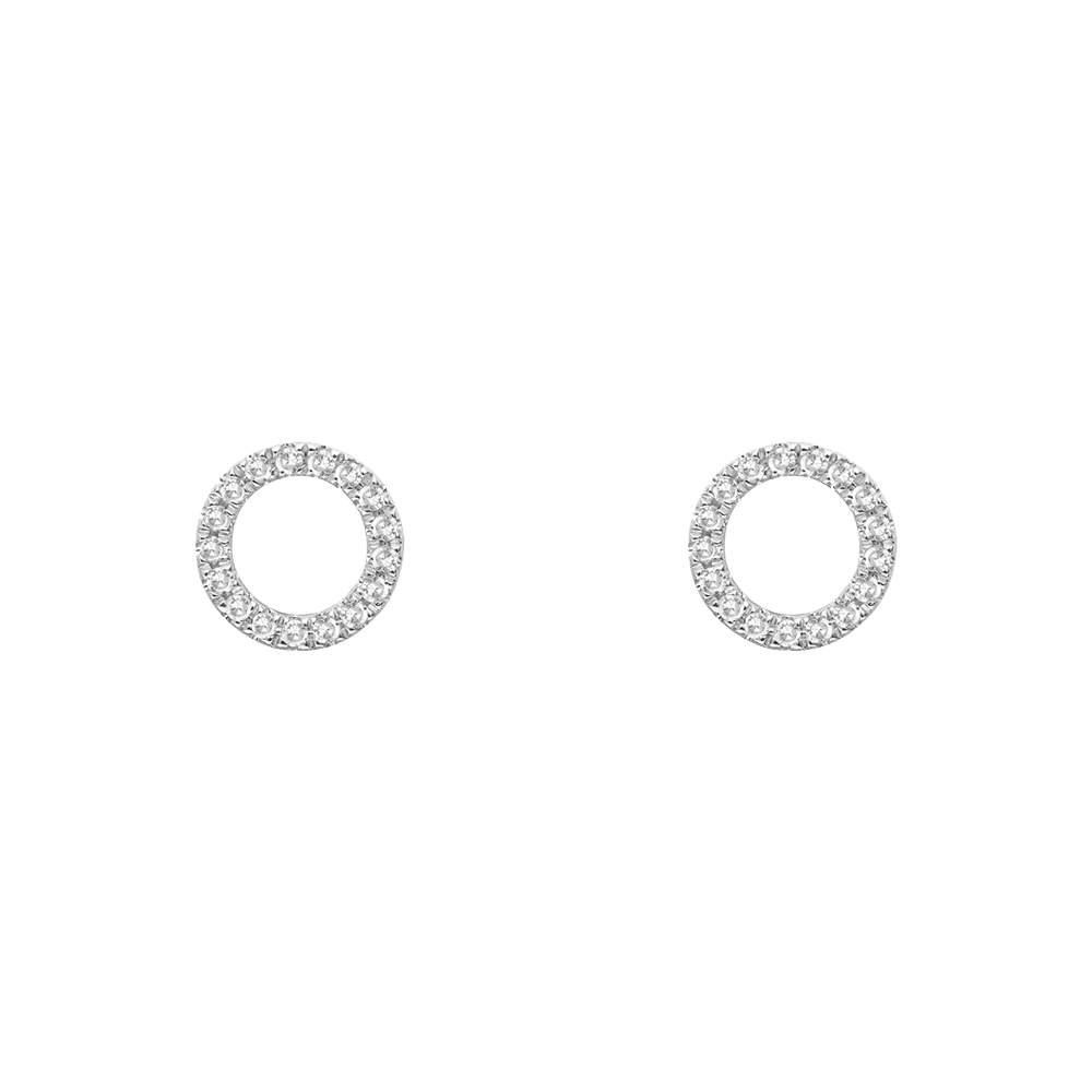 Cercei Pusete din aur alb cu pietre Diamant