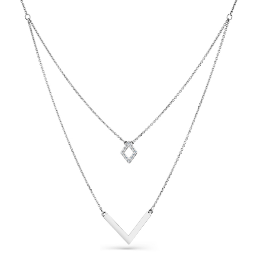 Colier din aur alb cu pietre Cubic zirconia