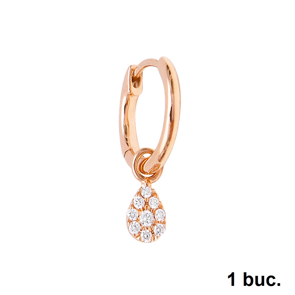 Cercel din aur roz cu pietre Diamant