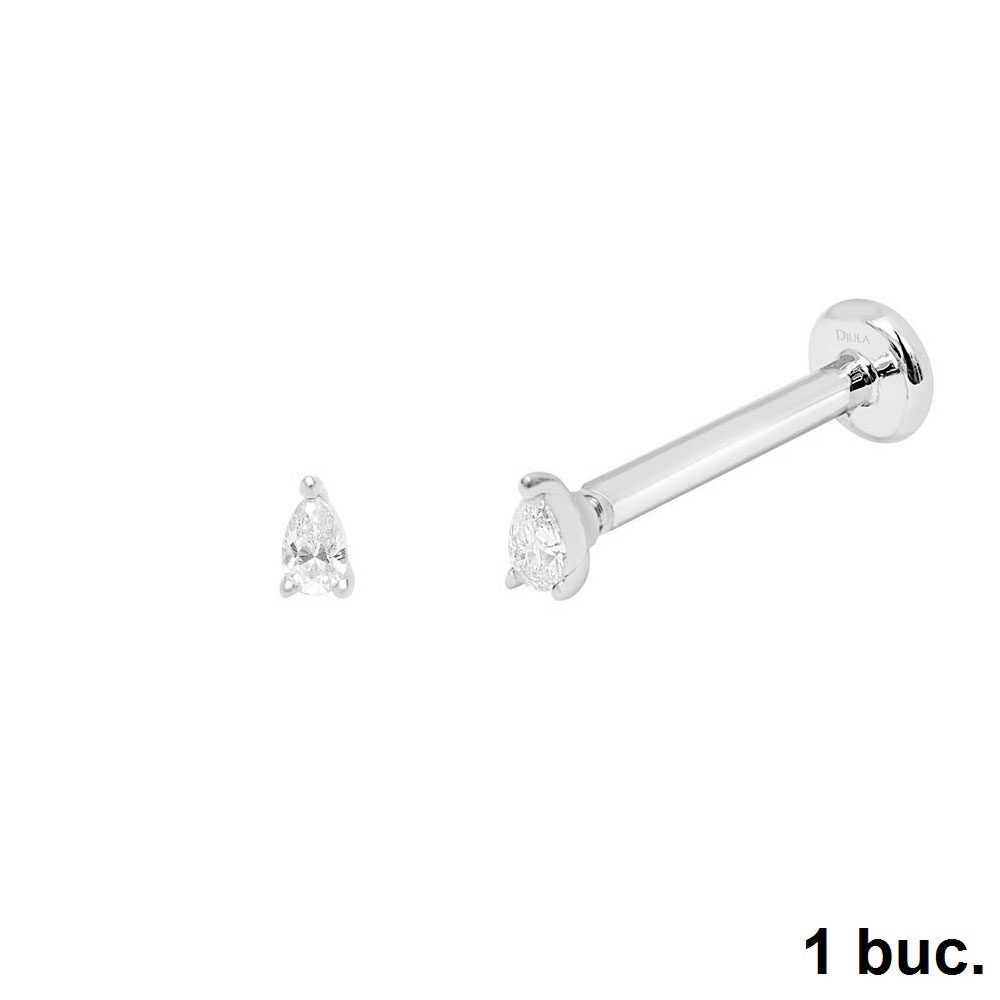 Cercel din aur alb cu pietre Diamant
