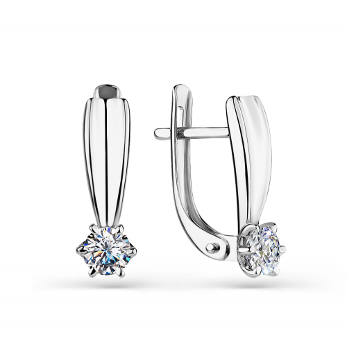 Cercei din aur alb cu pietre Cubic zirconia