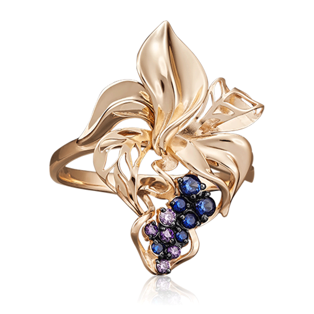 Inel din aur roșu cu pietre Cubic Zirconia Incolor