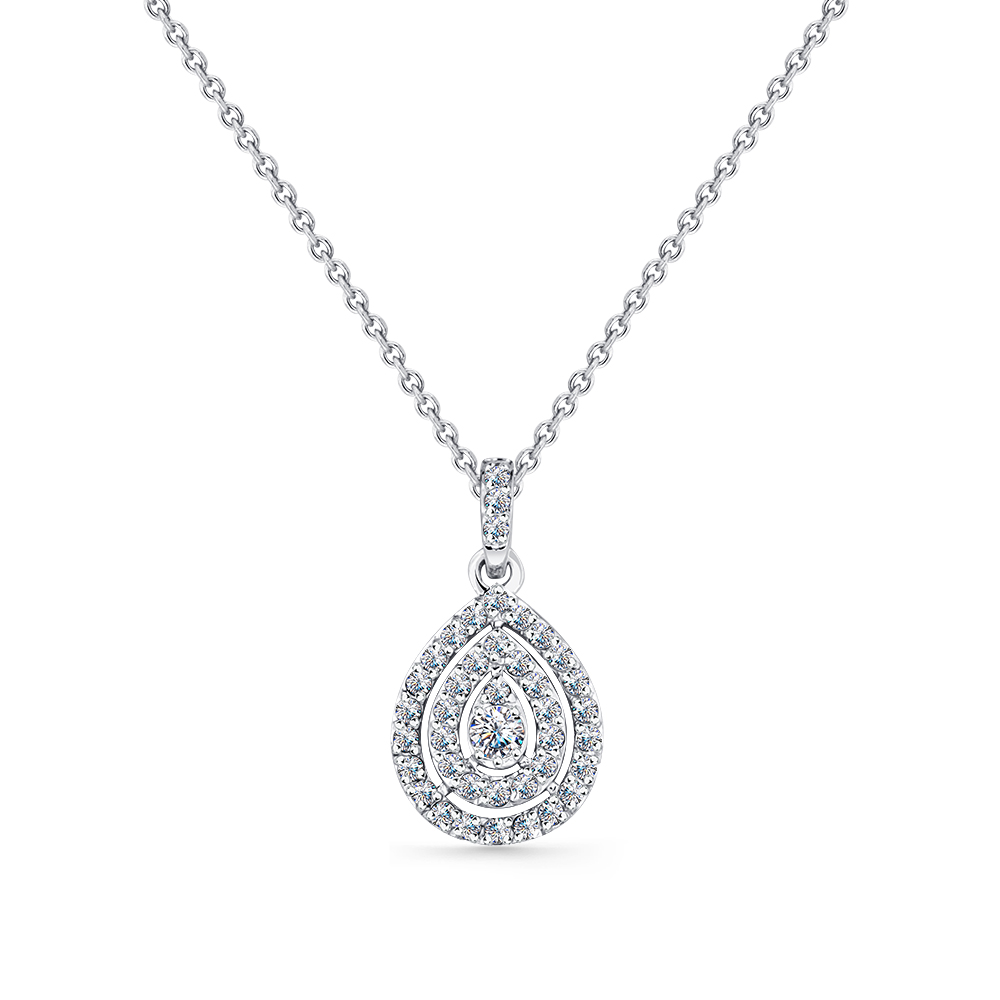 Colier din aur alb cu pietre Diamant