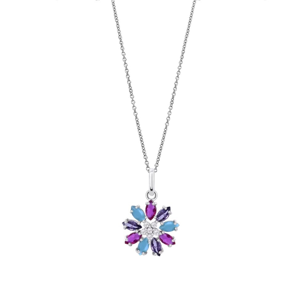 Colier din argint  cu pietre Cubic Zirconia Multicoloră