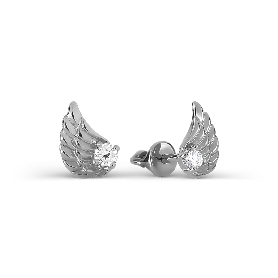 Cercei pusete din aur alb cu pietre Cubic zirconia