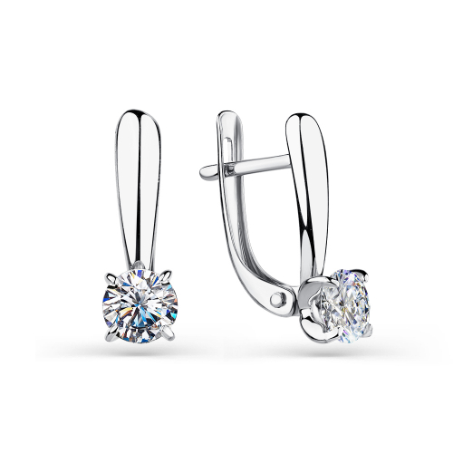 Cercei din aur alb cu pietre Cubic Zirconia Incolor