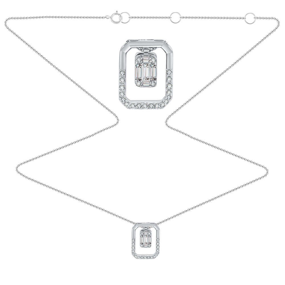 Colier din aur alb cu pietre Diamant