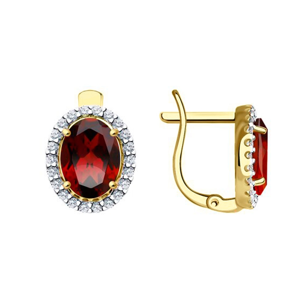 Cercei din aur galben cu pietre Cubic Zirconia Incolor, Cuarț fumuriu