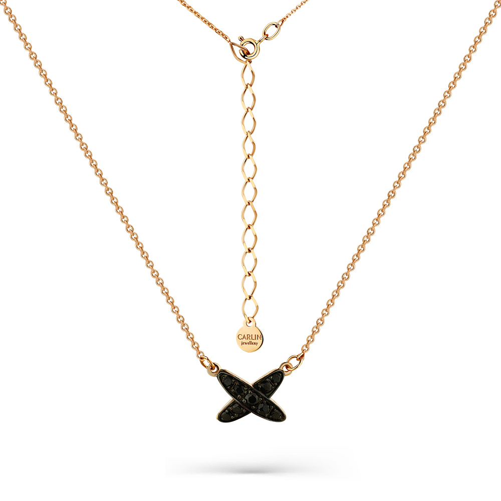 Colier din aur roșu cu pietre Cubic Zirconia Negru