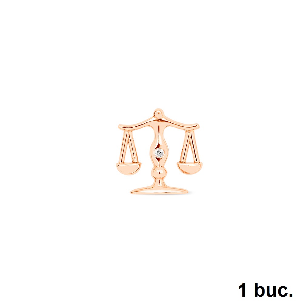 Cercel din aur roz cu pietre Diamant