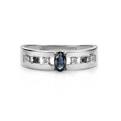 Inel din aur alb cu pietre Diamant, Safir