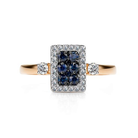 Inel din aur roșu cu pietre Diamant, Safir