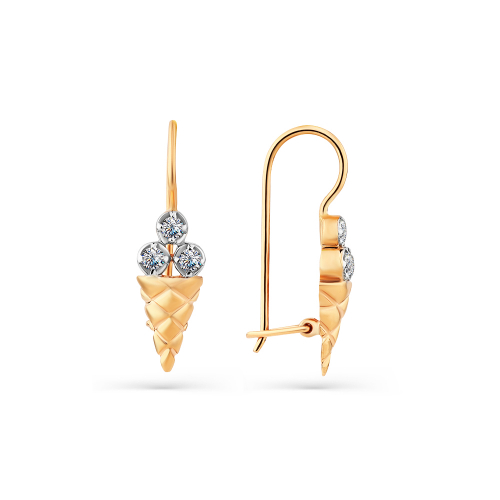 Cercei p-u copii din aur roșu cu pietre Cubic Zirconia Incolor