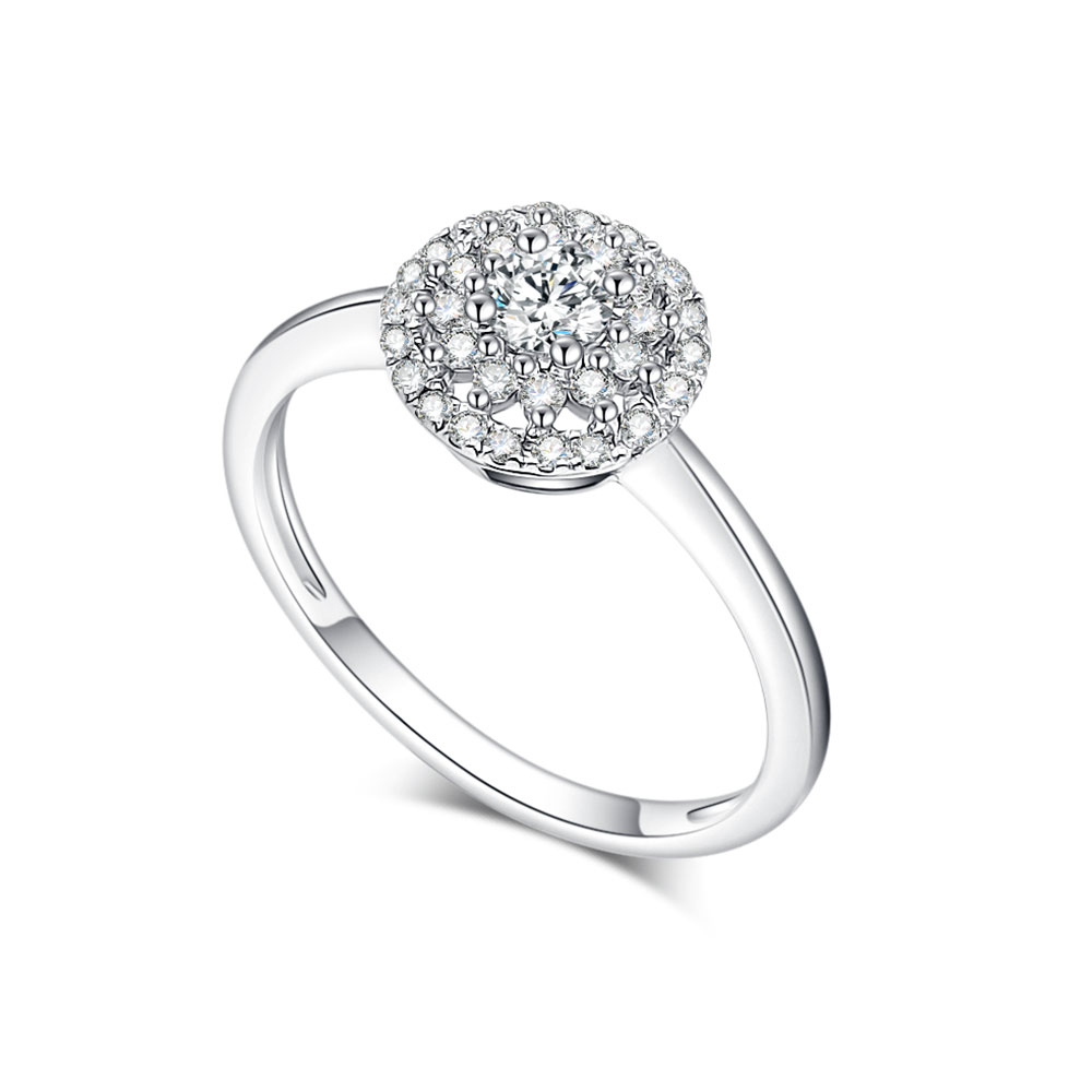 Inel din aur alb cu pietre Diamant