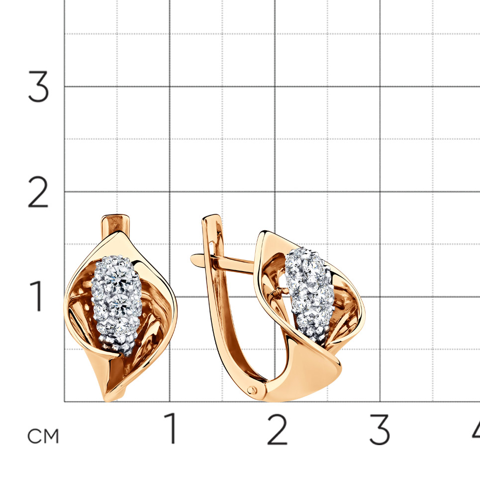 Cercei din aur alb și roșu cu pietre Cubic Zirconia Incolor