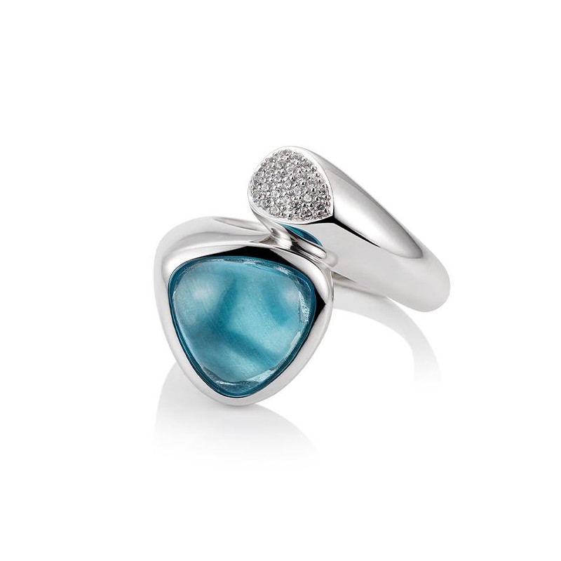 Inel din aur alb cu pietre Diamant, Topaz Swiss