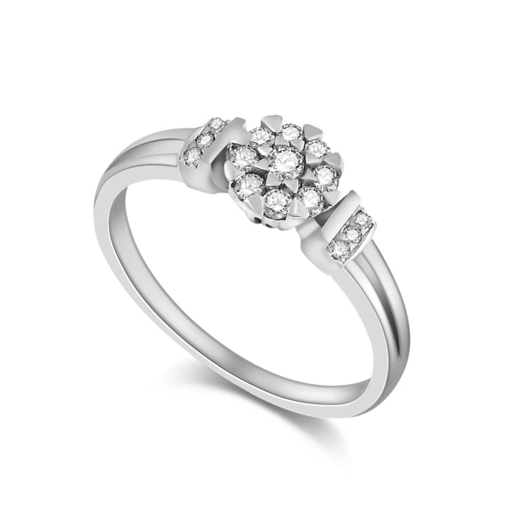Inel din aur alb cu pietre Diamant