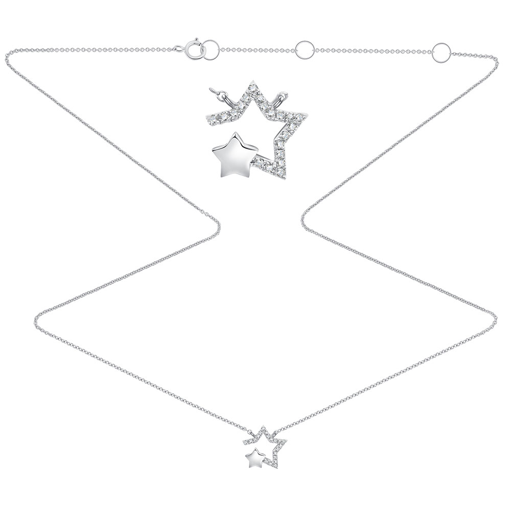 Colier din aur alb cu pietre Diamant