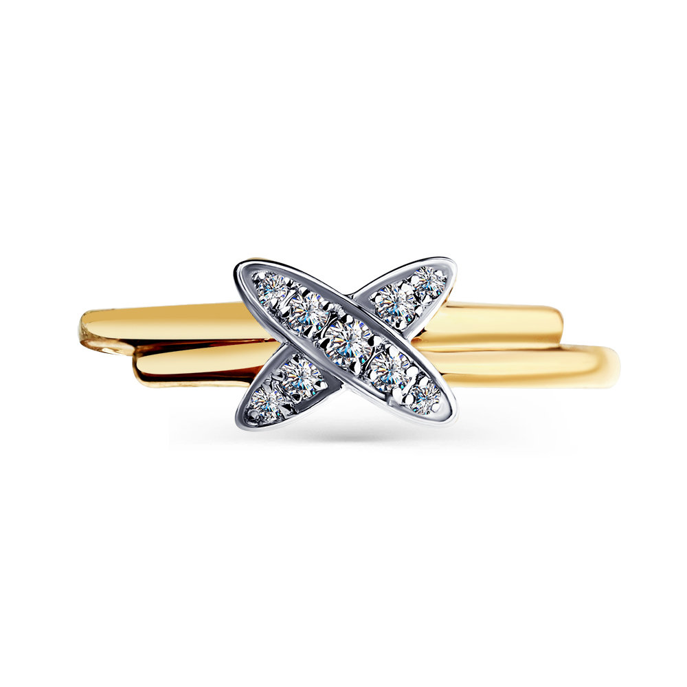 Inel din aur roșu cu pietre Cubic Zirconia Incolor