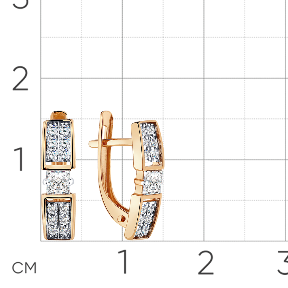 Cercei din aur roșu cu pietre Cubic Zirconia Incolor