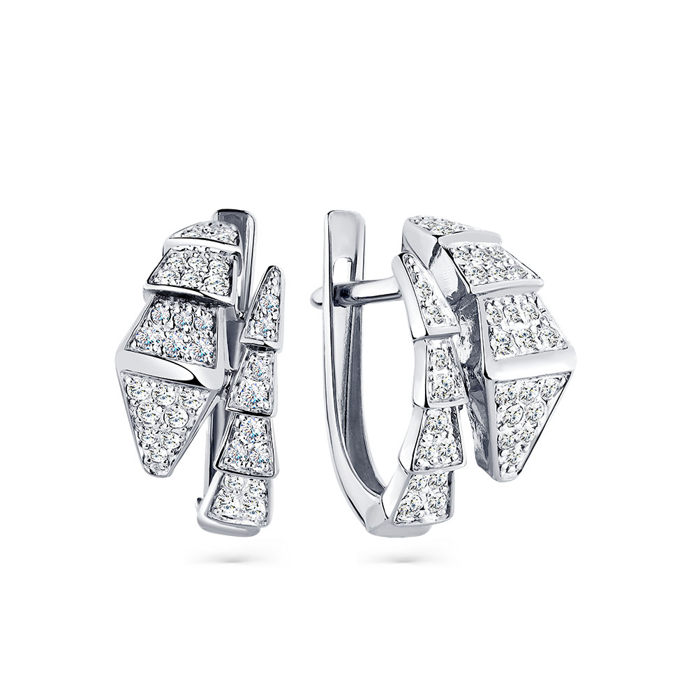 Cercei din aur alb cu pietre Cubic Zirconia Incolor
