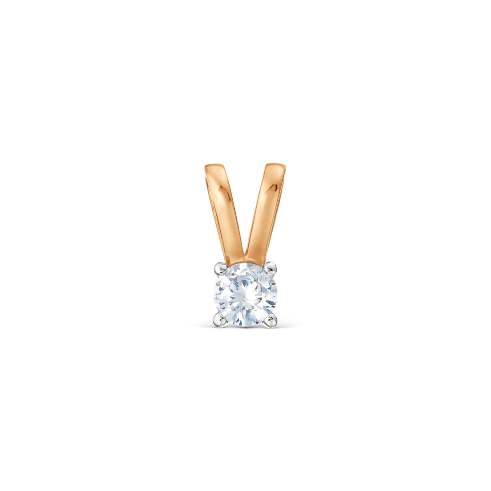 Pandantiv din aur roșu cu pietre Cubic Zirconia Incolor